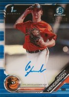 2019 Bowman Draft Chrome Draft Picks Autograph #CDAGH Gunnar Henderson Blue Refractor Baseball Card