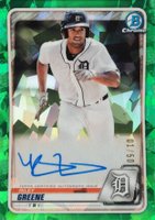 2020 Bowman Chrome Sapphire Edition Autographs #BSPARG Riley Greene Green Baseball Card