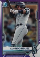 2021 Bowman Chrome Prospects #BCP231 Julio Rodriguez Purple Refractor Baseball Card