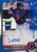 2022 Bowman Chrome Prospect Autographs #CPAJN Jhonkensy Noel Blue Refractor Baseball Card