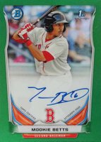2014 Bowman Prospect Autograph #MB Mookie Betts Chrome-Green Refractor Baseball Card