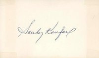1999 Hall of Fame Autographs # Sandy Koufax Index Card Baseball Card