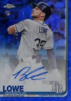 2019 Topps Chrome Rookie Autographs #RA-BL Brandon Lowe Blue Refractor Baseball Card
