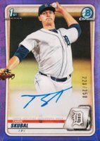 2020 Bowman Chrome Prospect Autographs #CPATS Tarik Skubal Purple Refractor Baseball Card