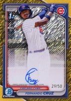 2024 Bowman Chrome Prospect Autographs #CPAFC Fernando Cruz Gold Shimmer Baseball Card