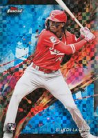 2024 Topps Finest #64 Elly de La Cruz Blue Checkerboard Refractor Baseball Card