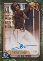 2024 Bowman Chrome Prospect Autographs #CPALD Leo de Vries Reptilian Green Refractor Baseball Card