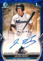 2023 Bowman Chrome Prospect Autographs #CPAJB Jacob Berry Blue Lunar Crater Refractor Baseball Card