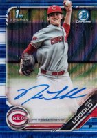 2019 Bowman Draft Chrome Draft Picks Autograph #CDANL Nick Lodolo Blue Wave Refractor Baseball Card