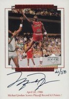 1999 Upper Deck MJ Master Collection Signature Performances #MJ1 Scores playoff record 63 points Basketball Card