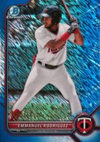 2022 Bowman Chrome Prospects #BCP117 Emmanuel Rodriguez Blue Shimmer Refractor Baseball Card