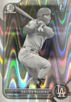 2022 Bowman Draft #BDC84 Dalton Rushing Chrome-Black & White Raywave Refractor Baseball Card