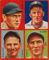 1935 Goudey 4-in-1 # Fox/Greenberg/Rowe/Walker Baseball Card