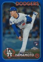 2024 Topps Chrome #18 Yoshinobu Yamamoto Blue Refractor Baseball Card