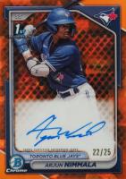 2024 Bowman Sapphire Edition Chrome Prospects Sapphire Autographs #AN Arjun Nimmala Orange Baseball Card