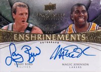 2008 Upper Deck Exquisite Collection Dual Enshrinements Autographs #JB Larry Bird/Magic Johnson Basketball Card