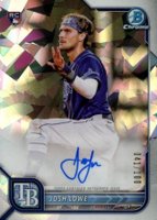 2022 Bowman Chrome Rookie Autographs #CRAJL Josh Lowe Atomic Refractor Baseball Card