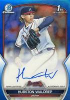 2023 Bowman Draft Chrome Prospect Autograph #CDAHWA Hurston Waldrep Blue Refractor Baseball Card
