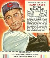 1953 Red Man Tobacco #16 Hank Sauer Baseball Card