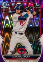 2023 Bowman Chrome Prospects #BCP82 Edouard Julien Purple Raywave Refractor Baseball Card