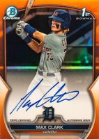 2023 Bowman Draft Chrome Prospect Autograph #CDAMC Max Clark Orange Baseball Card