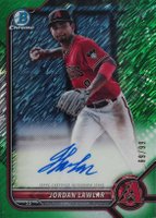 2022 Bowman Chrome Prospect Autographs #CPAJLR Jordan Lawlar Green Shimmer Refractor Baseball Card