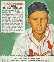 1952 Red Man Tobacco #19 Red Schoendienst Baseball Card