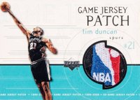 1999 Upper Deck Game Jerseys Patch #GJP3 Tim Duncan Basketball Card