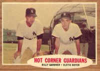 1962 Topps #163GT Hot Corner Guardians Green Tint Baseball Card