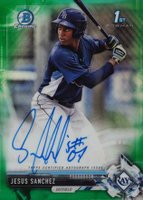 2017 Bowman Chrome Prospect Autograph #JS Jesus Sanchez Green Refractor Baseball Card