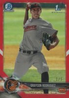 2018 Bowman Draft #BDC73 Grayson Rodriguez Chrome-Red Refractor Baseball Card