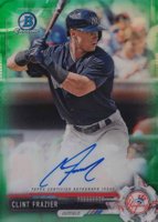 2017 Bowman Chrome Prospect Autograph #CF Clint Frazier Green Refractor Baseball Card