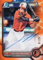 2022 Bowman Draft Chrome Draft Pick Autographs #CDAJH Jackson Holliday Orange Refractor Baseball Card
