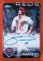 2024 Topps Chrome Logofractor Edition MLB Refractor Chrome Autographs #RCANM Noelvi Marte Orange Refractor Baseball Card