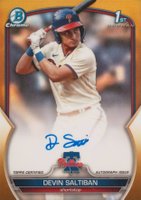 2023 Bowman Draft Chrome Prospect Autograph #CDADS Devin Saltiban Gold Refractor Baseball Card