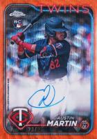2024 Topps Chrome Update Chrome Baseball Update Series Autographs #RAAM Austin Martin Orange Wave Baseball Card
