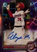 2022 Bowman Draft Chrome Draft Pick Autographs #CDAEG Elijah Green Purple Refractor Baseball Card