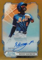 2019 Bowman Sterling Prospect Autographs #RM Ronny Mauricio Gold Refractor Baseball Card