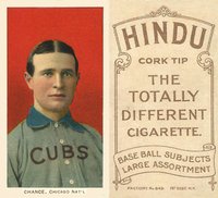 1909 White Borders Hindu-Brown #78 Frank Chance Portrait-Red Background Baseball Card