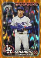 2024 Topps Chrome Update #USC108 Yoshinobu Yamamoto Orange Raywave Baseball Card