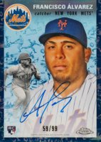 2023 Topps Chrome Platinum Anniversary Autographs #FA Francisco Alvarez Platinum Toile Cream/Blue Refractor Baseball Card
