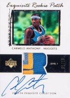 2003 Upper Deck Exquisite Collection #76 Carmelo Anthony Autograph Patch-Rookie Parallel Basketball Card