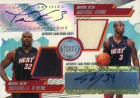 2005 Topps First Row PTP Relics Dual #OW Dwyane Wade/Shaquille O'Neal Autograph Basketball Card