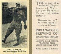 1916 Indianapolis Brewing #63 Del Gainer Correct spell Gainor Baseball Card