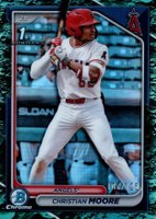 2024 Bowman Draft #BDC13 Christian Moore Chrome-Aqua Lunar Crater Refractor Baseball Card