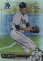 2017 Bowman Draft #BDC25 MacKenzie Gore Chrome-Wearing Glove-Refractor Baseball Card