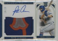 2019 Panini National Treasures #51 Pete Alonso Material Signature-Holo Gold Baseball Card