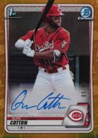 2020 Bowman Chrome Prospect Autographs #CPAQC Quin Cotton Gold Refractor Baseball Card