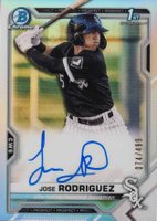 2021 Bowman Chrome Prospect Autographs #CPAJRO Jose Rodriguez Refractor Baseball Card