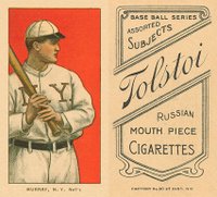 1909 White Borders Tolstoi #352 Red Murray Batting Baseball Card